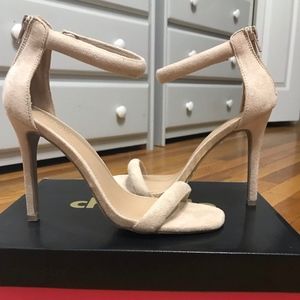 Faux Suede Ankle Strap Zip Heels